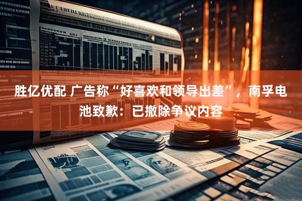 胜亿优配 广告称“好喜欢和领导出差”，南孚电池致歉：已撤除争议内容
