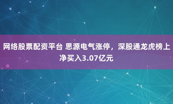 网络股票配资平台 思源电气涨停，深股通龙虎榜上净买入3.07亿元